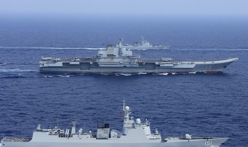 Chinese carrier leads live fire drill in East China Sea