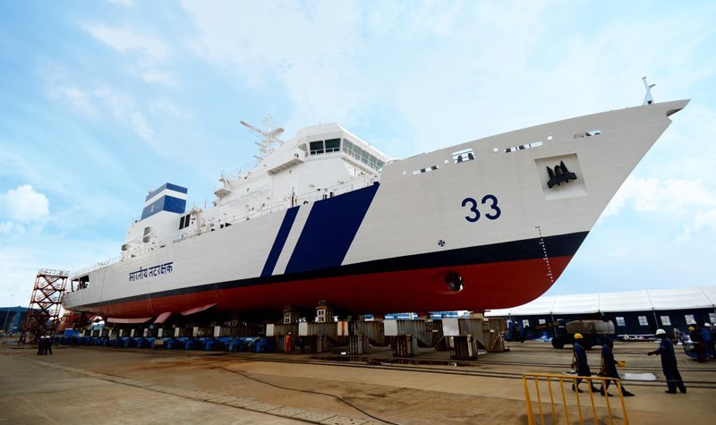 Indian Coast Guard's first L&T-built OPV is launched