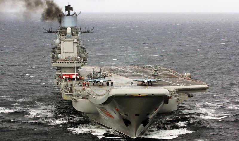 Russia's only aircraft carrier on fire in port