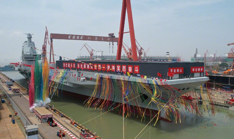 China launches Fujian, its third aircraft carrier