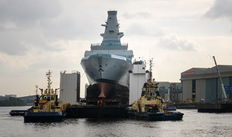 UK warship HMS Cardiff begins float-off process