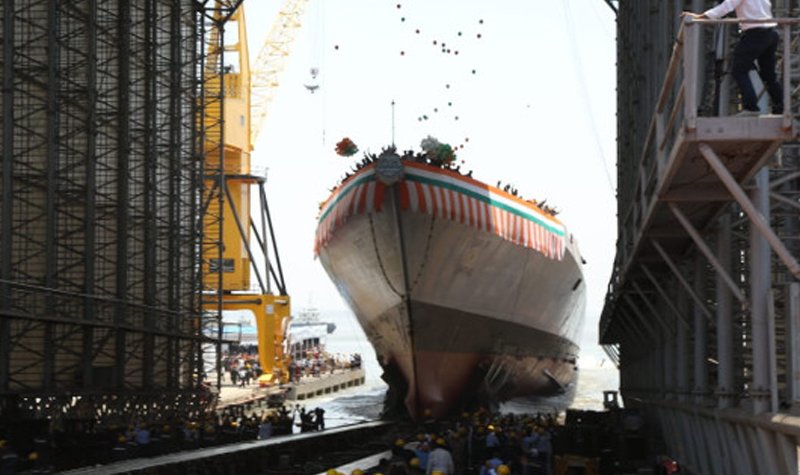 Indian Navy launches guided missile destroyer