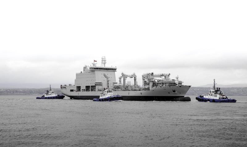 Canadian supply ship hits the water