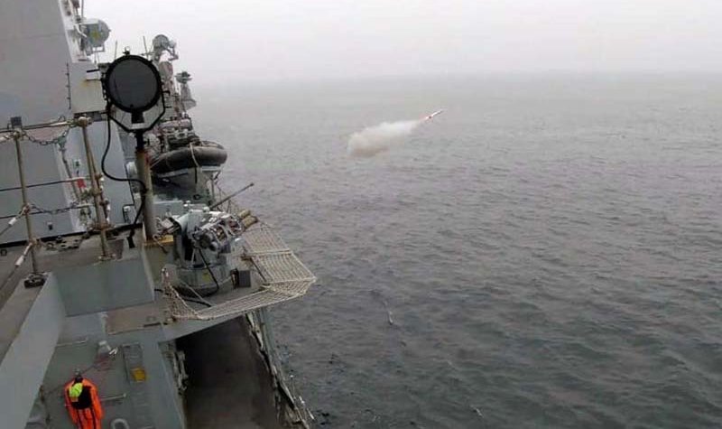 Royal Navy vessel fires Martlet missile
