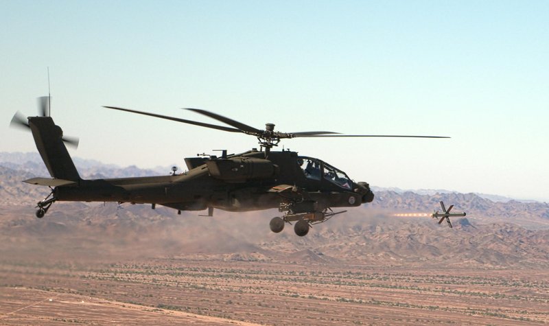 Apache AH-64E fires Spike long-range missiles