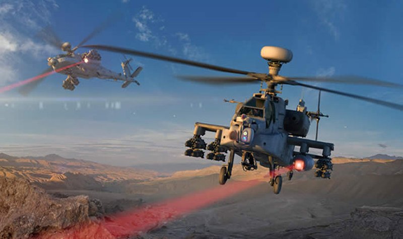 Apache Helicopter fires high-energy laser